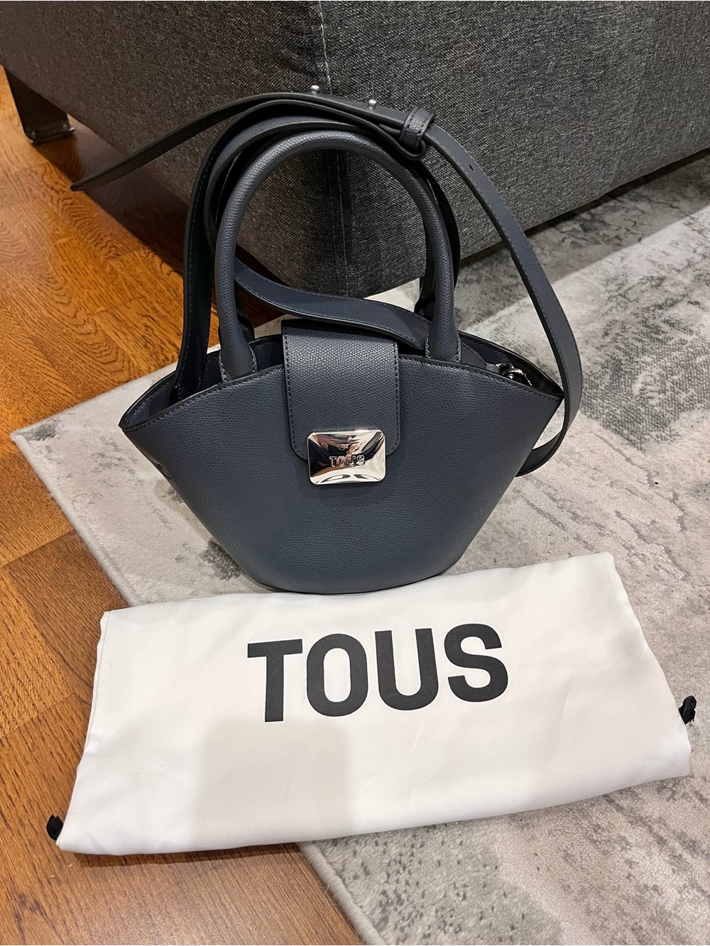TOUS Navy Crossbody Mini Bag with Silver Hardware